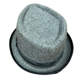 Blake Charcoal Herringbone Pork Pie Trilby Hat with Stingy Brim Grey S/M