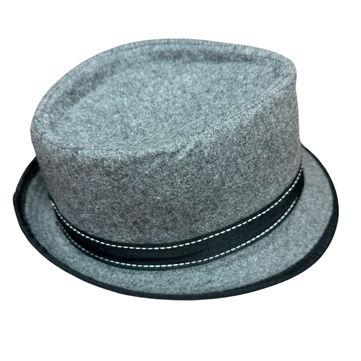 Blake Charcoal Herringbone Pork Pie Trilby Hat with Stingy Brim Grey S/M