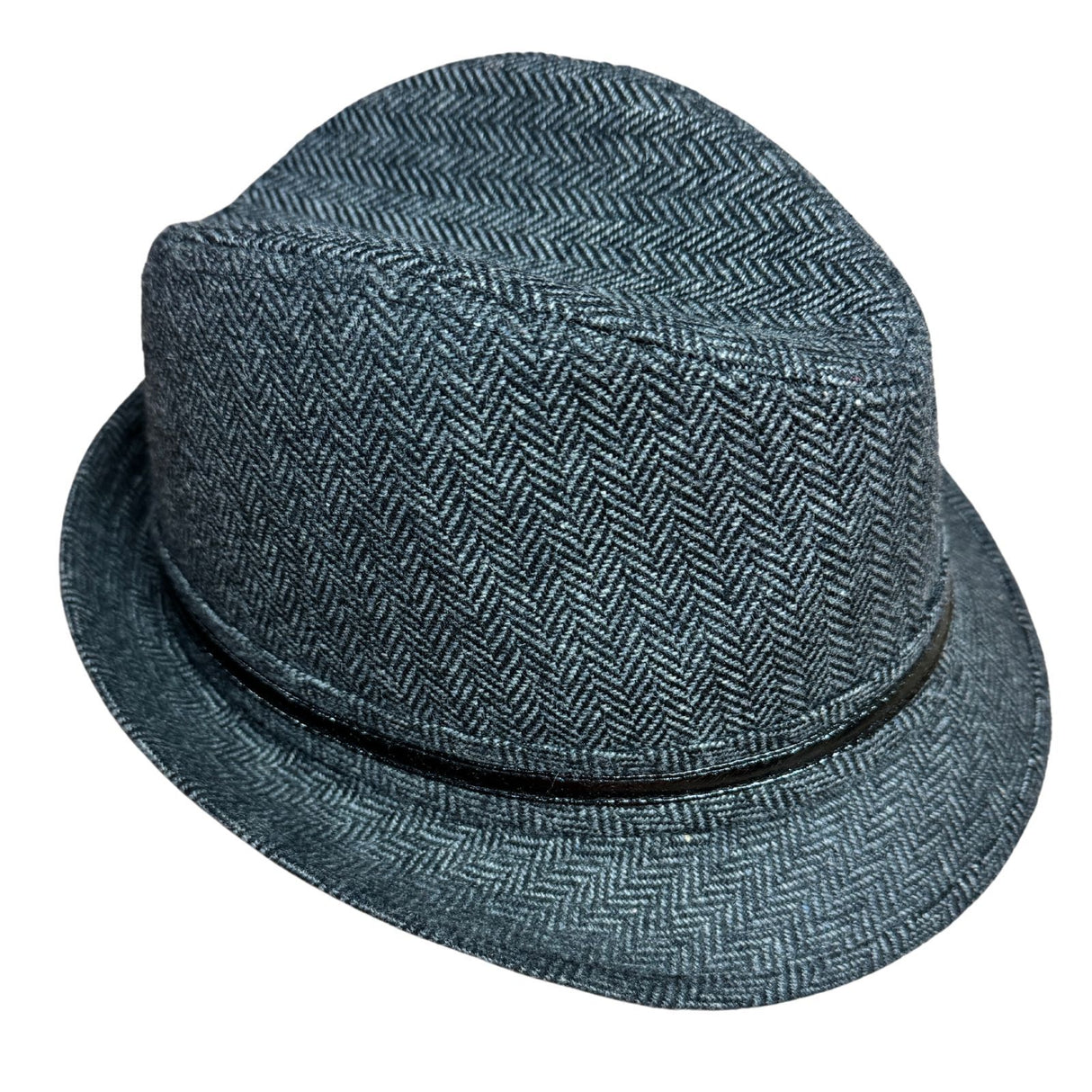 Blake Charcoal Herringbone Trilby Hat with Stingy Brim