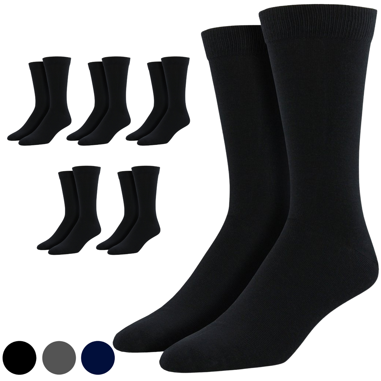 6 Pairs Premium Bamboo Loose Top Socks Diabetic Diabetes Circulation Eco Sox - Black