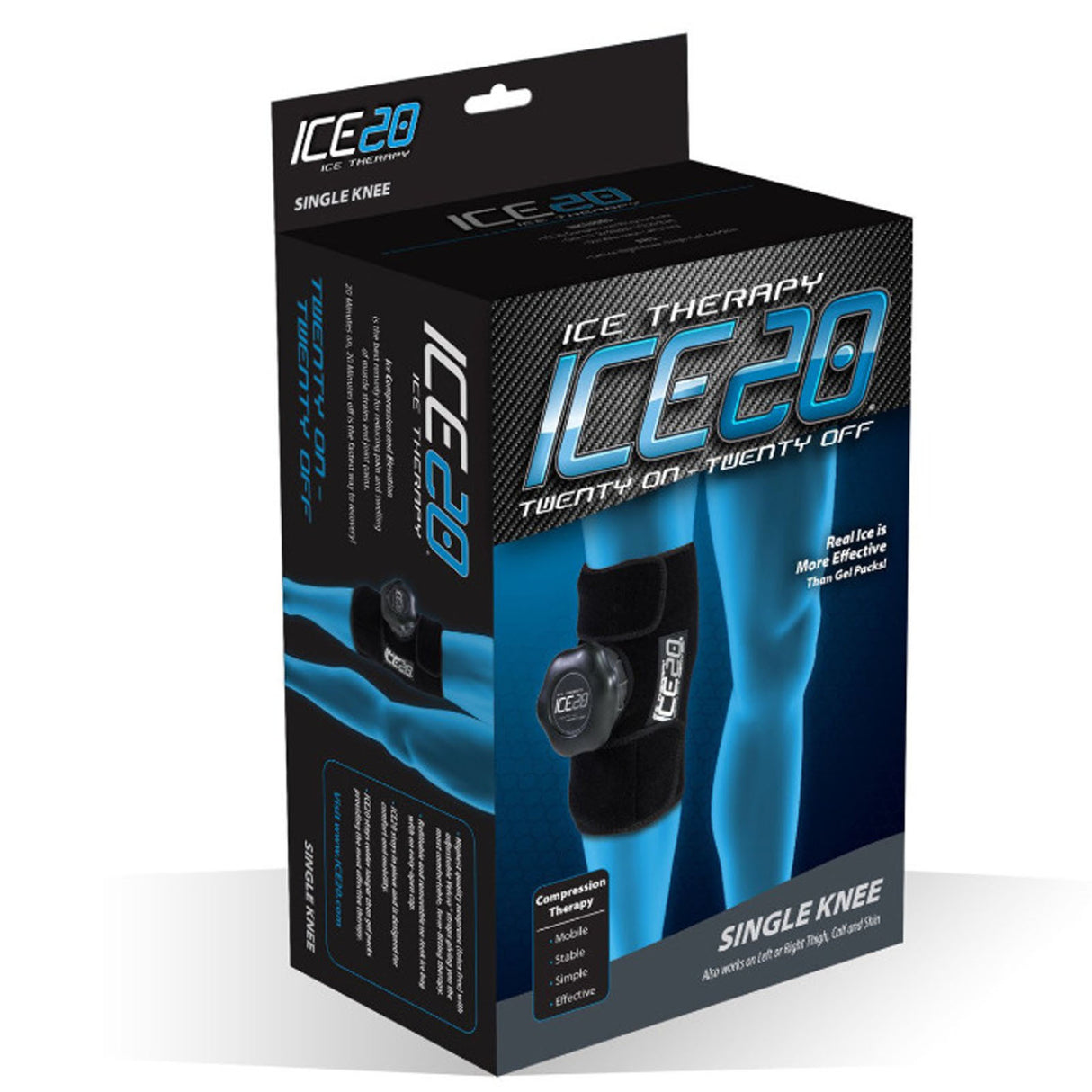 ICE 20 X-Large Single Knee Strap Compression Therapy Wrap Cold Pain Relief