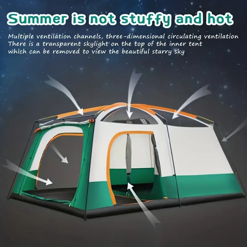 Tasman 3-5 Person Tent Camping Hiking Festival Pop Up Sleeping - Green