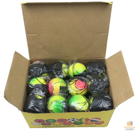 12x SPONGE RUBBER BALL with String Solid High Bounce Dog Pet Toy Ball BULK