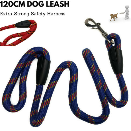 120cm Dog Chain Lead Heavy Duty Strong Pet Leash Rope Harness Safety - Red