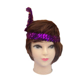 12x 1920s FLAPPER HEADBAND Headpiece Feather Sequin Charleston Gatsby Party BULK - Purple