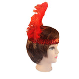 12x 1920s FLAPPER HEADBAND Headpiece Feather Sequin Charleston Gatsby Party BULK - Red