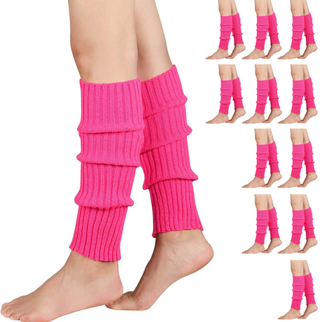 12x LEG WARMERS Knitted Womens Costume Neon Dance Party Knit 80s BULK - Indigenous Colours