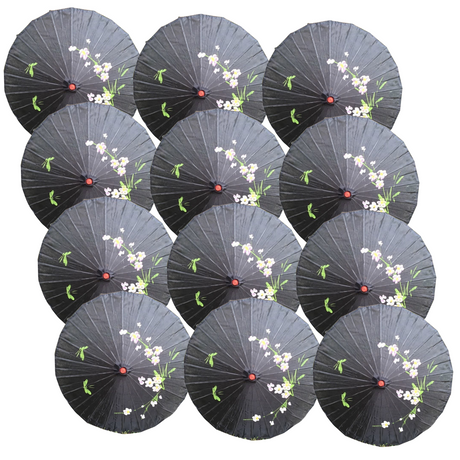 12x PARASOL UMBRELLA Chinese Japanese Bamboo Flower Pattern 80cm Large BULK - Light Green