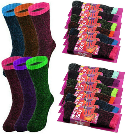 12 Pairs Womens THERMAL HEATED SOCKS Warm Winter Comfort Work Sox Ski BULK