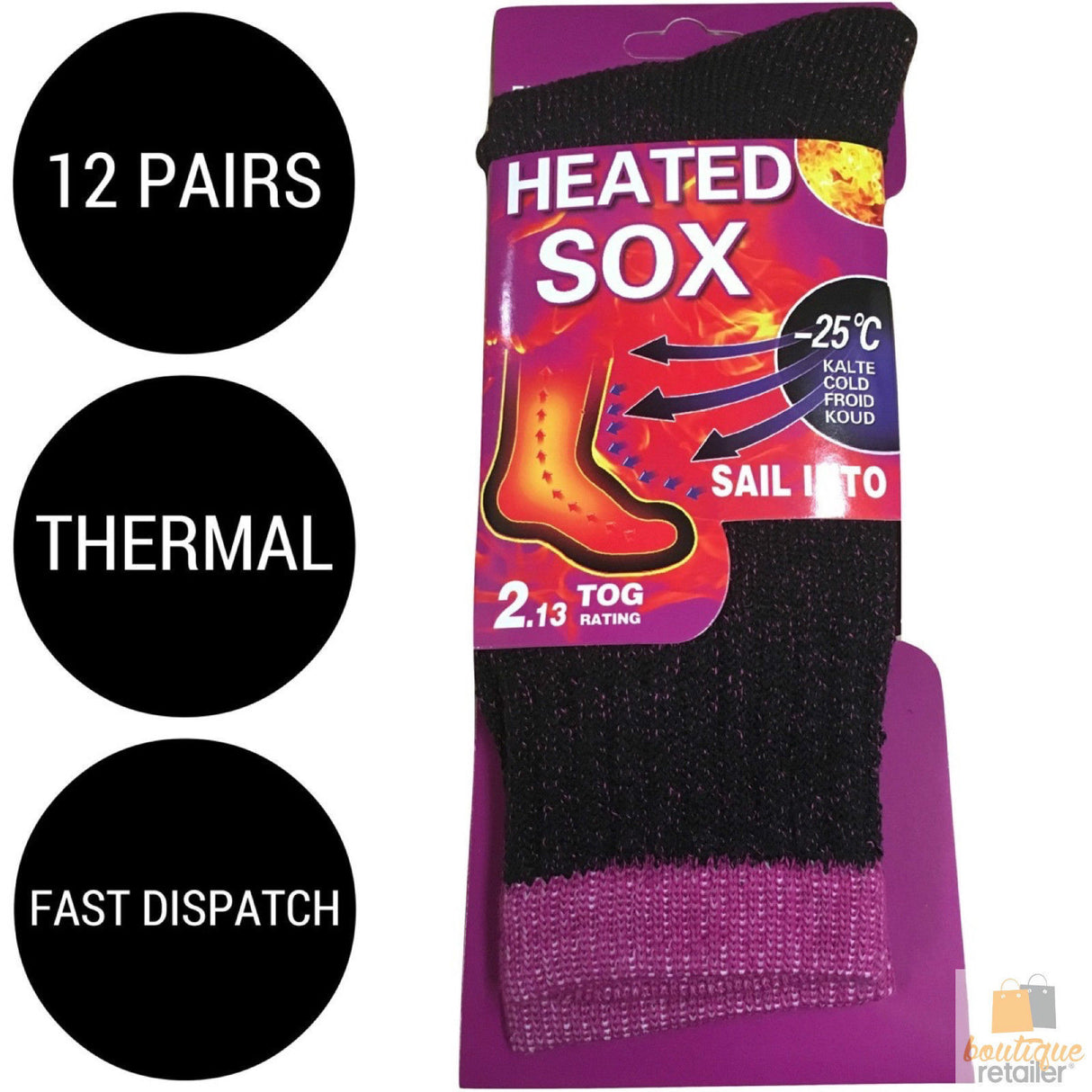 12 Pairs Womens THERMAL HEATED SOCKS Warm Winter Comfort Work Sox Ski BULK