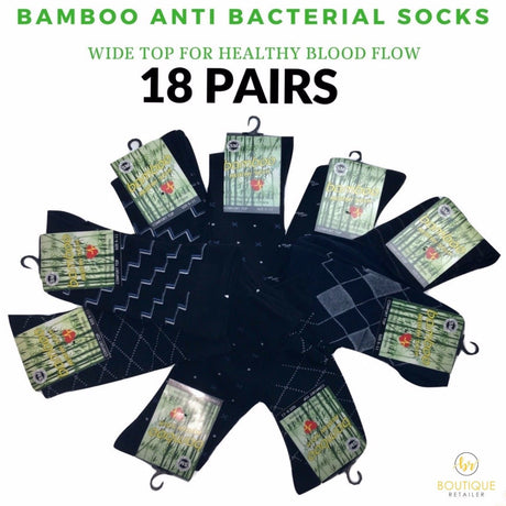 18 Pairs BAMBOO SOCKS Mens Loose Top Natural Business Work Socks Cushion BULK