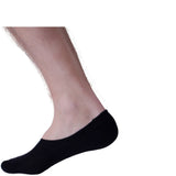 1x NO SHOW COTTON SOCKS Non Slip Heel Grip Low Cut Invisible Footlet Seamless - Grey