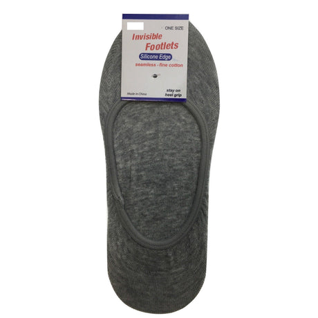 1x NO SHOW COTTON SOCKS Non Slip Heel Grip Low Cut Invisible Footlet Seamless - Charcoal