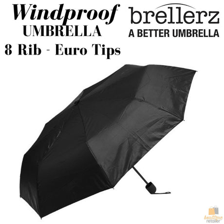 25cm BRELLERZ Windproof Umbrella 8 Rib with Safety Close Feature Travel Rain