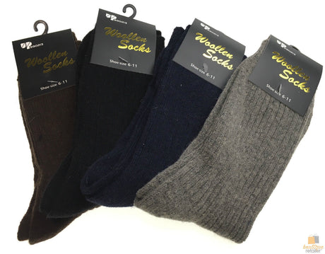 2 Pairs WOOL BLEND SOCKS Mens Soft Dress Thick Work Thermal Warm Cushion Foot