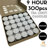 300pcs TEA LIGHT CANDLES 9 Hour Burn Tealight Wedding Smokeless Crystal Wax BULK