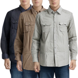 3x Mens Slim 100% Cotton Long Sleeve Shirt Button Up Business Casual - Assorted