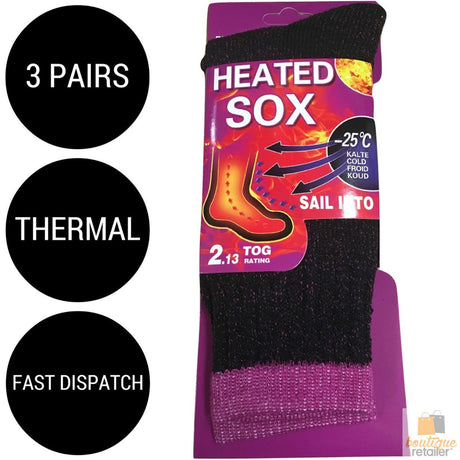 3 Pairs Womens THERMAL HEATED SOCKS Warm Winter Comfort Work Sox Ski BULK