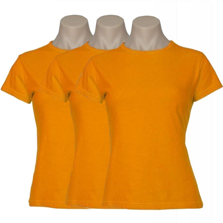 3x Womens Plain Ladies T SHIRT 100% COTTON Basic Tee Casual Top Size 6-24 BULK - Cyan Blue