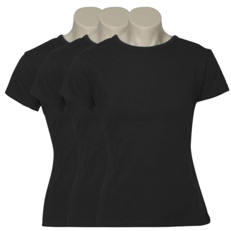 3x Womens Plain Ladies T SHIRT 100% COTTON Basic Tee Casual Top Size 6-24 BULK - Orange