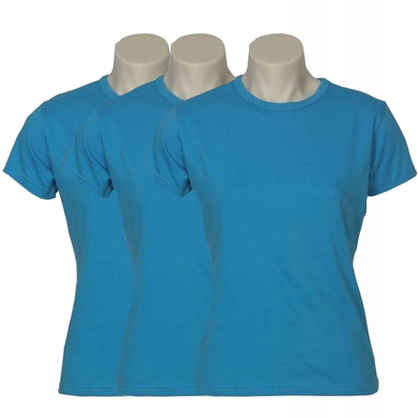 3x Womens Plain Ladies T SHIRT 100% COTTON Basic Tee Casual Top Size 6-24 BULK - Red