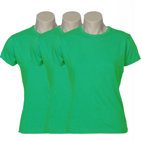 3x Womens Plain Ladies T SHIRT 100% COTTON Basic Tee Casual Top Size 6-24 BULK - White