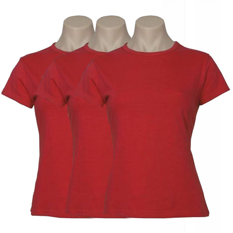 3x Womens Plain Ladies T SHIRT 100% COTTON Basic Tee Casual Top Size 6-24 BULK