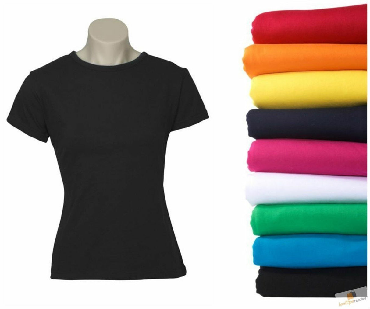 3x Womens Plain Ladies T SHIRT 100% COTTON Basic Tee Casual Top Size 6-24 BULK