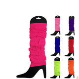 6x LEG WARMERS Knitted Womens Neon Party Knit Ankle Fluro Dance Costume 80s BULK