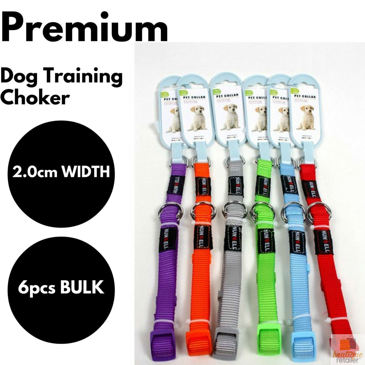 6pcs DOG TRAINING CHOKER Collar Martingale Adjustable Lead 2.0cm Width BULK