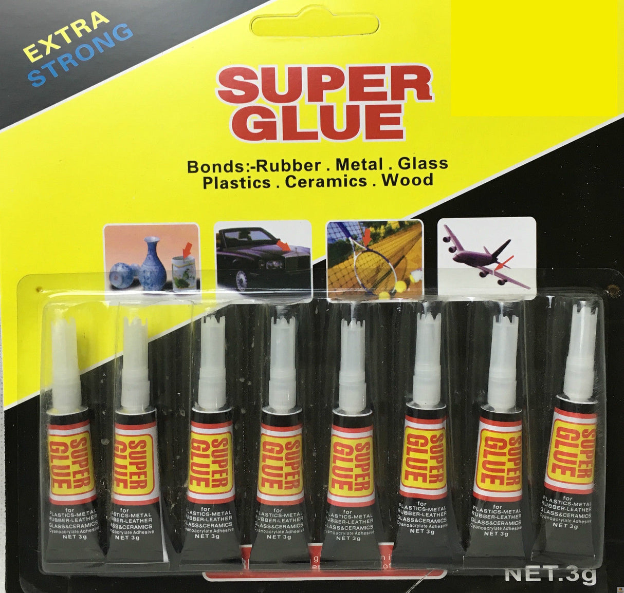 8x 3g SUPER GLUE DIY Stick Together Plastic Leather Ceramics Rubber Metal Wood