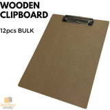 12x WOODEN A4 CLIPBOARD Hardboard Menu Clip Office Restaurant Writing Board BULK