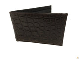 Mens Slim Genuine Skin Crocodile Leather Wallet Bi Fold Gift - Brown