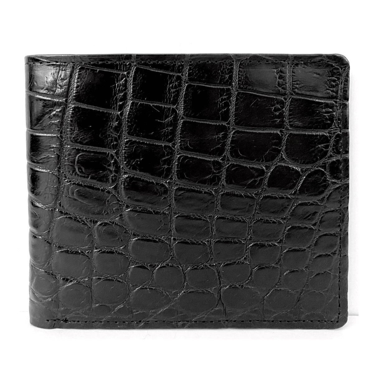 Mens Genuine Skin Crocodile Leather Wallet Bi Fold Credit Card Gift - Black