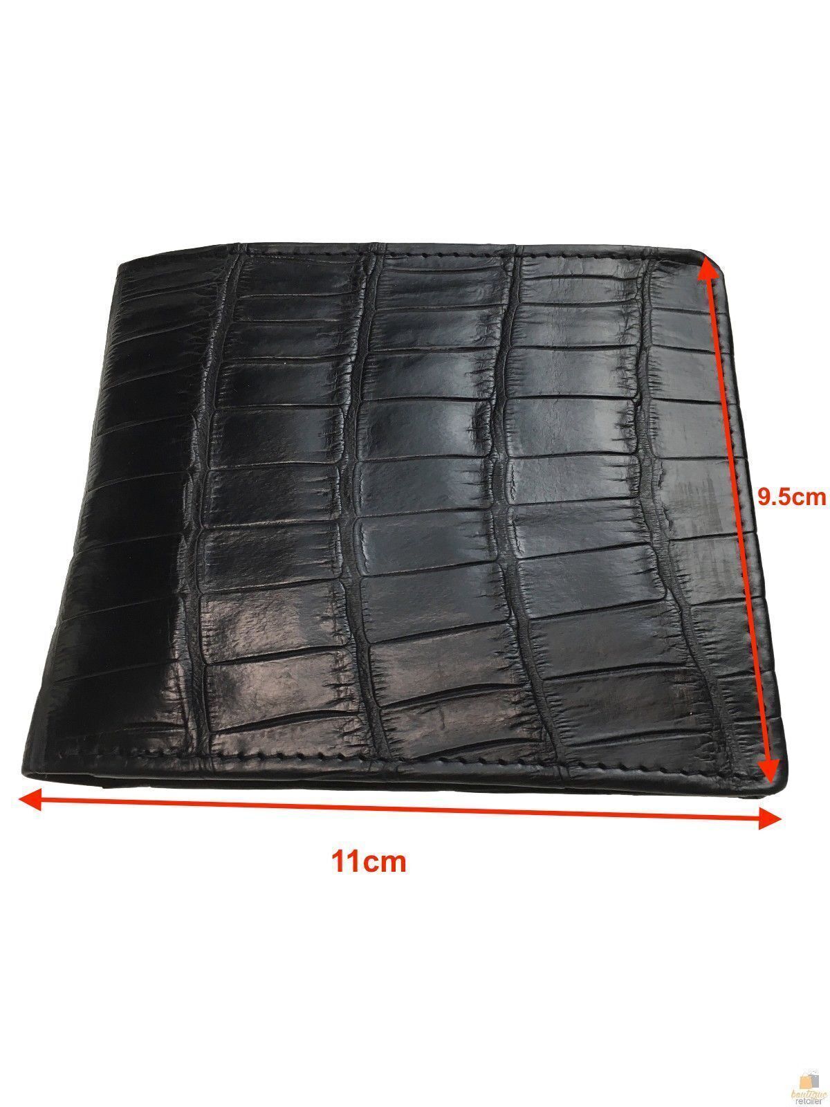 Mens Genuine Skin Crocodile Leather Wallet Bi Fold Credit Card Gift - Black