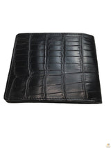 Mens Genuine Skin Crocodile Leather Wallet Bi Fold Credit Card Gift - Black