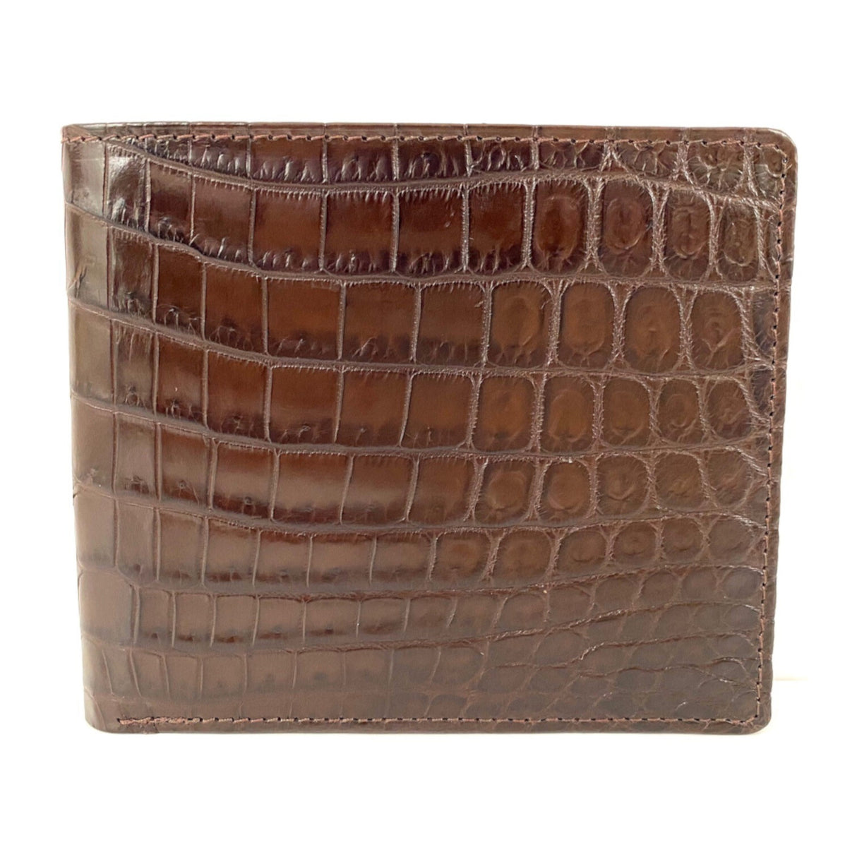 Mens Genuine Skin Crocodile Leather Wallet Bi Fold Credit Card Gift - Brown