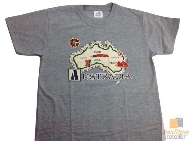 Adult T Shirt Australian Australia Day Souvenir Tee Top 100% COTTON - Grey