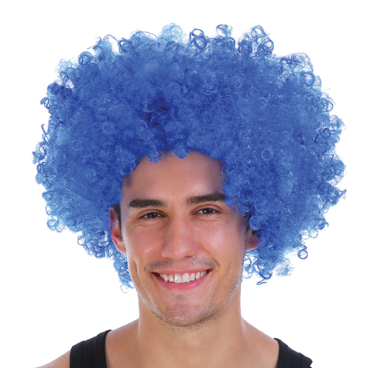 Mens DELUXE AFRO WIG Curly Hair Costume Party Fancy Disco 70s 80s Dress Up - Blue