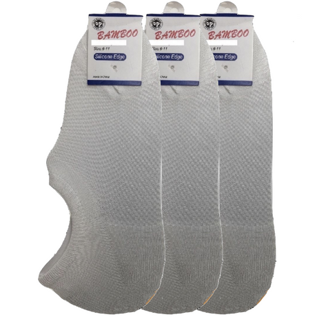 3x Pairs No Show Bamboo Socks Non-Slip Heel Grip Low Cut Invisible Footlet New