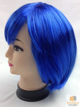 Bob Wig Costume Short Straight Fringe Cosplay Party Full Hair Womens Fancy Dress - Blue