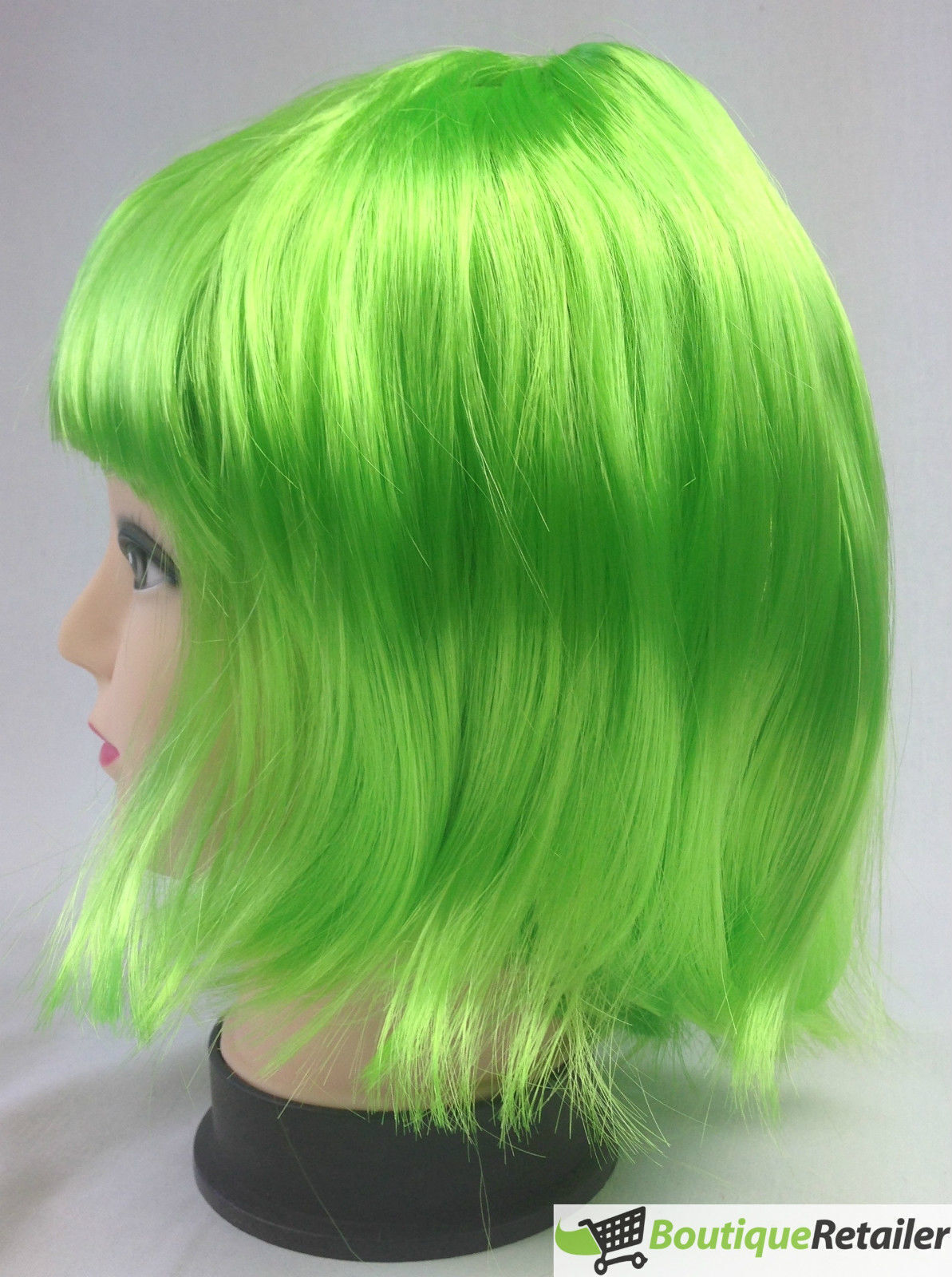 Bob Wig Costume Short Straight Fringe Cosplay Party Full Hair Womens Fancy Dress - Green