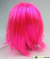 Bob Wig Costume Short Straight Fringe Cosplay Party Full Hair Womens Fancy Dress - Hot Pink