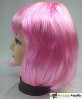 Bob Wig Costume Short Straight Fringe Cosplay Party Full Hair Womens Fancy Dress - Light Pink