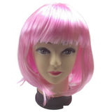 Bob Wig Costume Short Straight Fringe Cosplay Party Full Hair Womens Fancy Dress - Light Pink