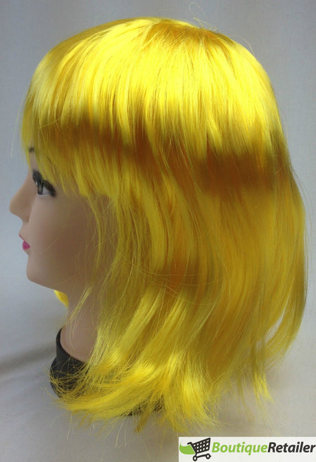 Bob Wig Costume Short Straight Fringe Cosplay Party Full Hair Womens Fancy Dress - Yellow