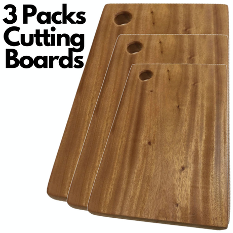 3x Hard Wood Hygienic Cutting Wooden Chopping Board Natural Kitchen Block