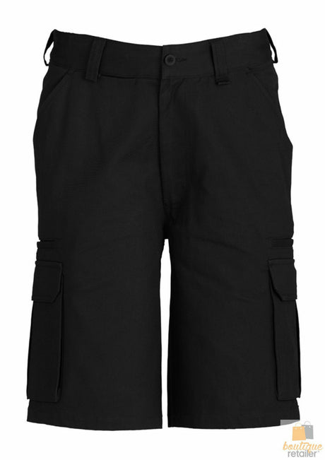 Mens CARGO SHORTS All Sizes 100% COTTON Drill Heavy Work Tradie Military - Black