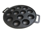 12 Dimple Cast Iron Poffertjes Mini Dutch Pancake Cake Pan with Handles Maker