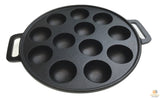 12 Dimple Cast Iron Poffertjes Mini Dutch Pancake Cake Pan with Handles Maker